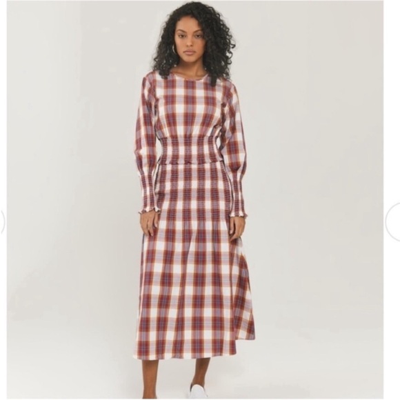 Something Navy Plaid Smocked Dress - Picture 3 of 10